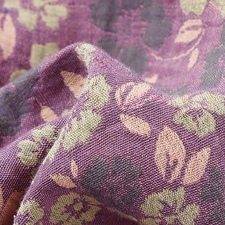 Ensemble pyjama 2 pièces en coton à motif floral Buddha Stones : chemise à manches longues et col rond avec boutons brandebourg, pantalon.  - image 10