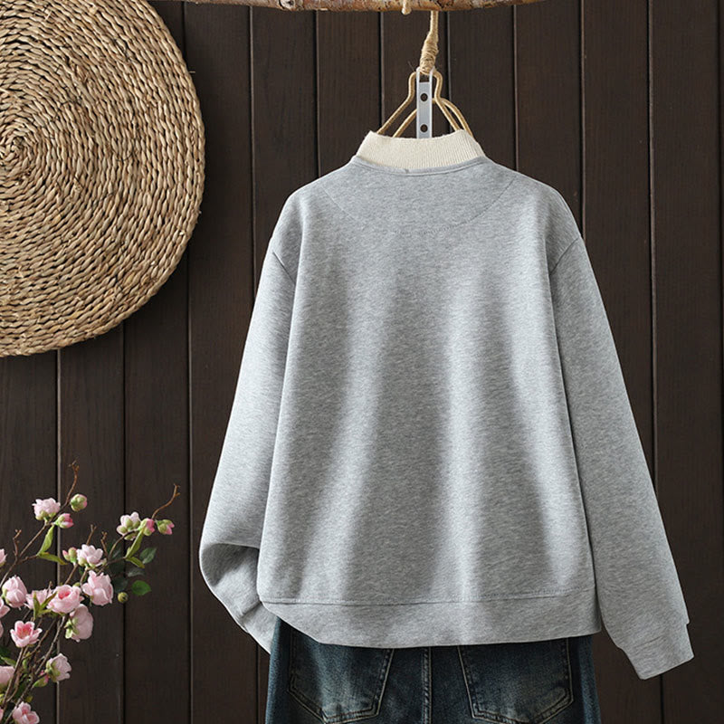 Veste en coton à manches longues pour femme, motif Buddha Stones, col en V simple et boutonnée. - image 7