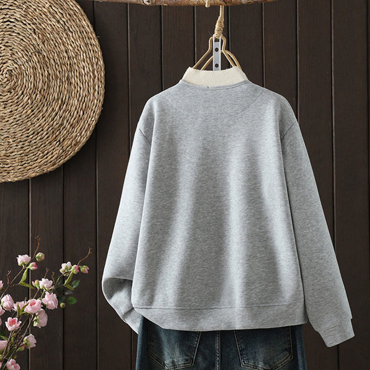 Veste en coton à manches longues pour femme, motif Buddha Stones, col en V simple et boutonnée. - image 7