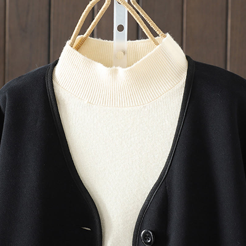 Veste en coton à manches longues pour femme, motif Buddha Stones, col en V simple et boutonnée. - image 2