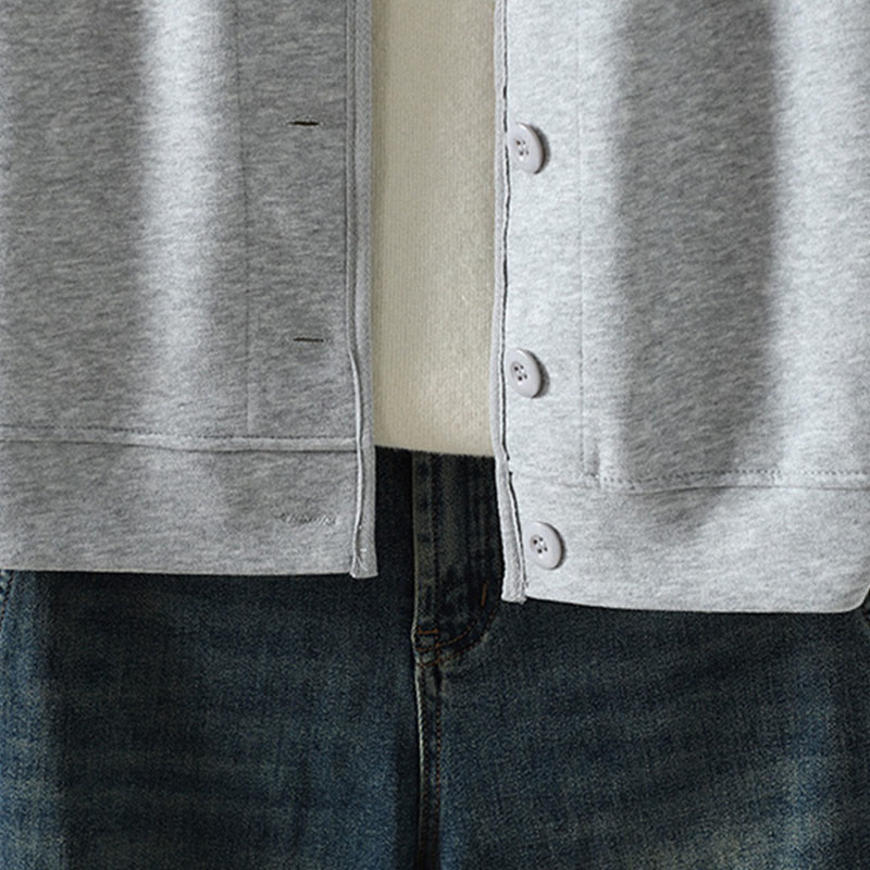 Veste en coton à manches longues pour femme, motif Buddha Stones, col en V simple et boutonnée. - image 12