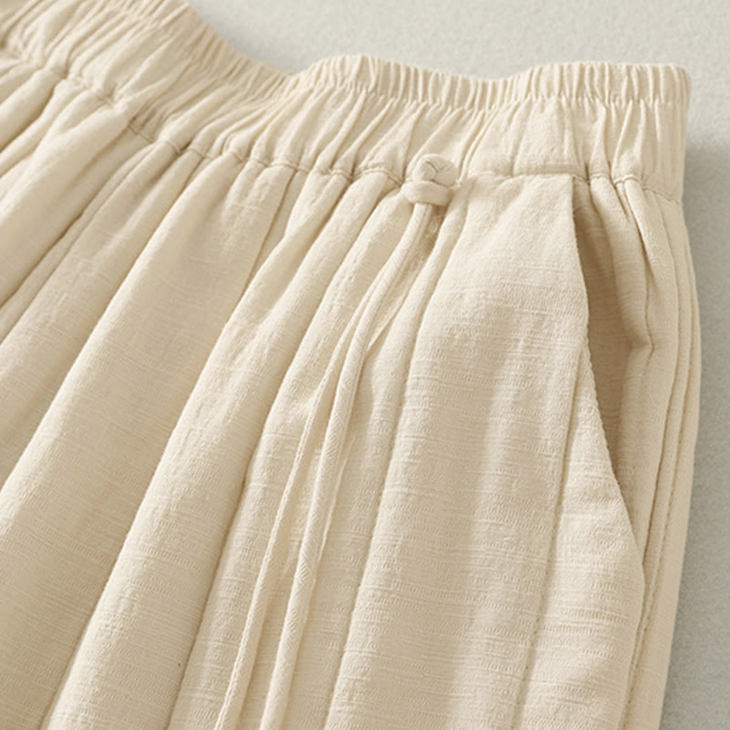 Pantalon épais en coton et polyester uni Buddha Stones pour femme, avec poches - image 4