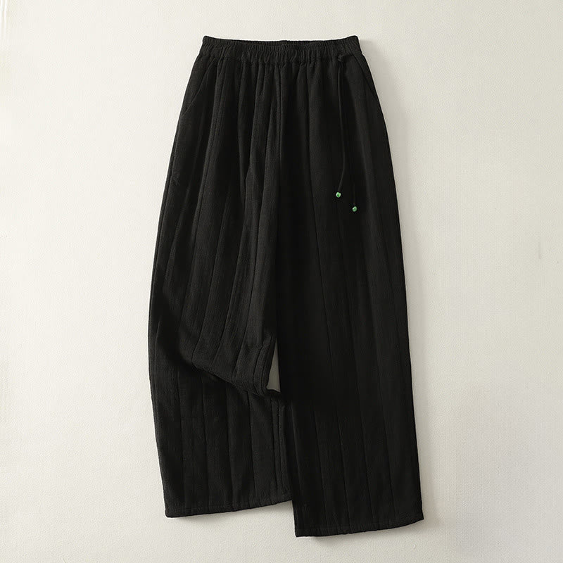 Pantalon épais en coton et polyester uni Buddha Stones pour femme, avec poches - Noir - US8-10，UK/AU12-14，EU40-42 (2XL) - image 8