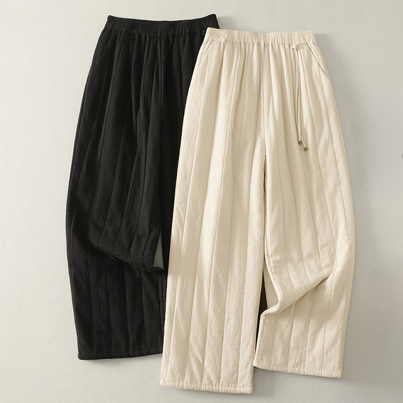 Pantalon épais en coton et polyester uni Buddha Stones pour femme, avec poches - image 12