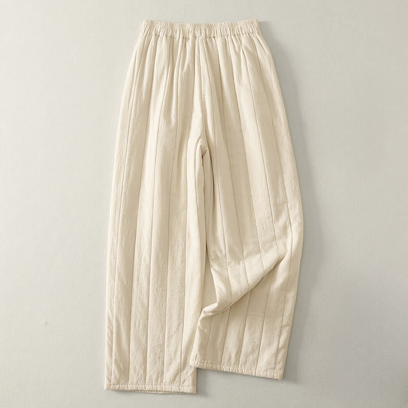 Pantalon épais en coton et polyester uni Buddha Stones pour femme, avec poches - image 1