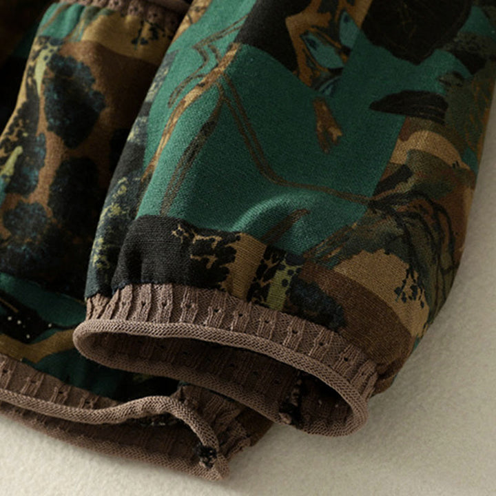 T-shirt à manches longues pour femme, col en V, patchwork géométrique, motif Buddha Stones Fall, avec poches - image 13