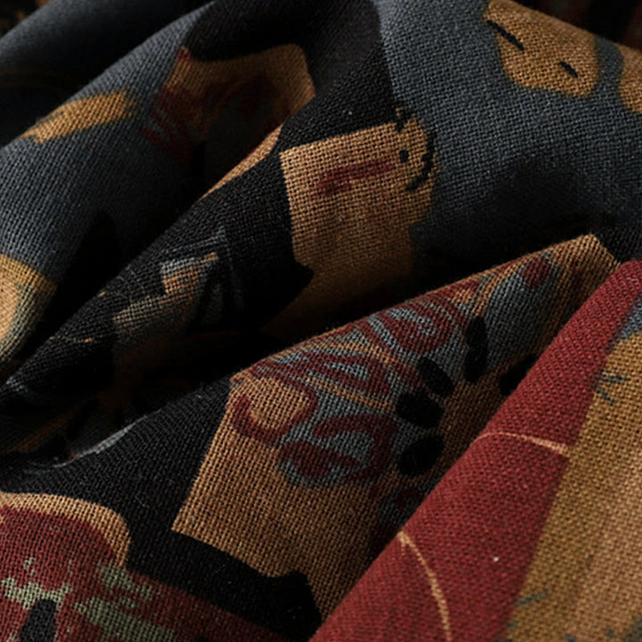 T-shirt à manches longues pour femme, col en V, patchwork géométrique, motif Buddha Stones Fall, avec poches - image 7