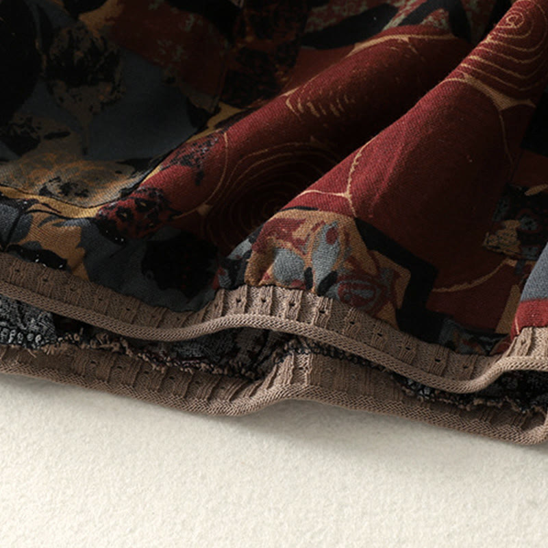 T-shirt à manches longues pour femme, col en V, patchwork géométrique, motif Buddha Stones Fall, avec poches - image 5