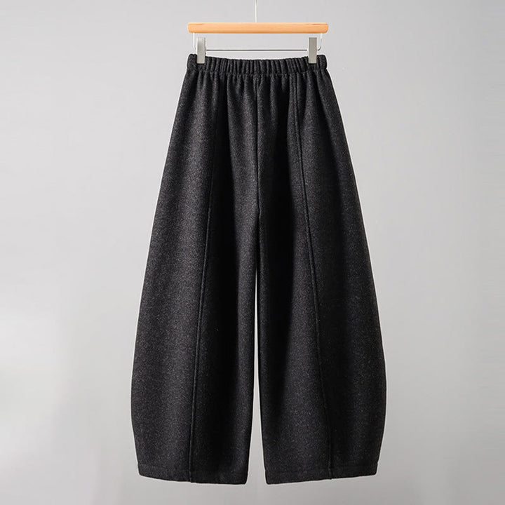 Pantalon épais pour femme en coton uni à lacets, orné de Buddha Stones et doté de poches - image 1
