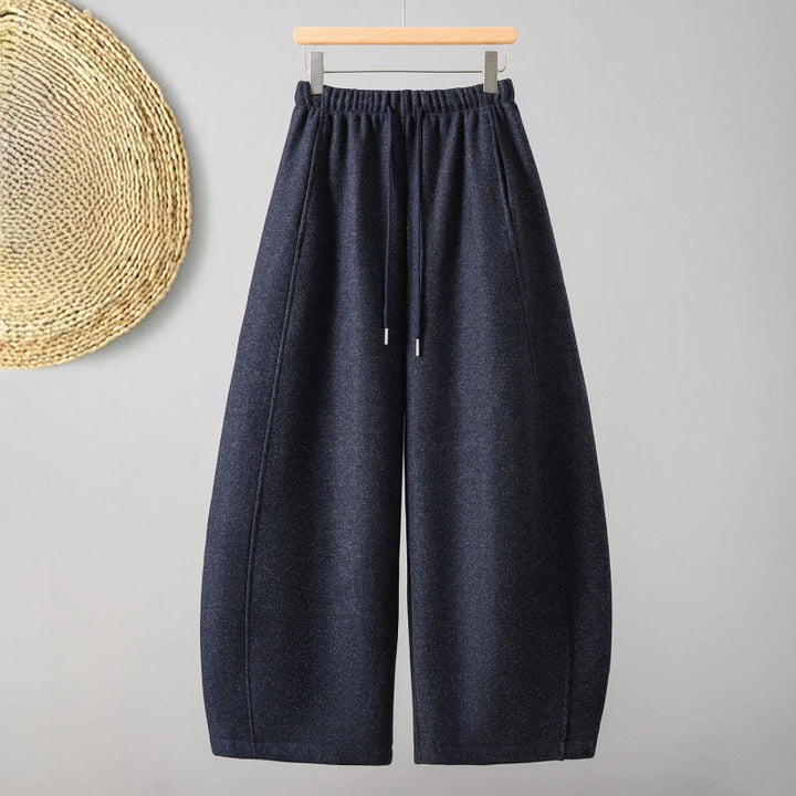 Pantalon épais pour femme en coton uni à lacets, orné de Buddha Stones et doté de poches - Bleu nuit - US8-10，UK/AU12-14，EU40-42 (2XL) - image 7