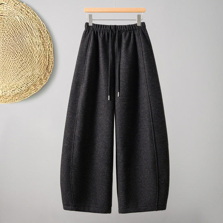 Pantalon épais pour femme en coton uni à lacets, orné de Buddha Stones et doté de poches - Noir - US8-10，UK/AU12-14，EU40-42 (2XL) - image 0