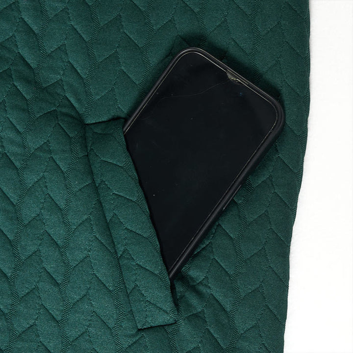 Manteau mi-long à capuche et poches pour femme, orné d'un motif d'épis de blé d'automne et de Buddha Stones. - image 11