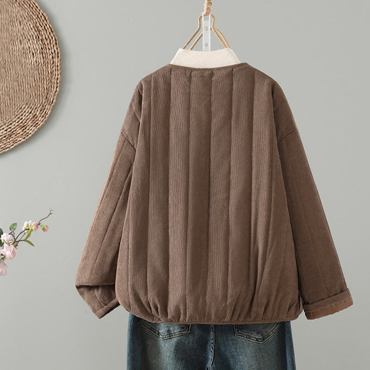 Veste à manches longues en coton pour femme, Buddha Stones, simple et unie, à boutons grenouille - image 1