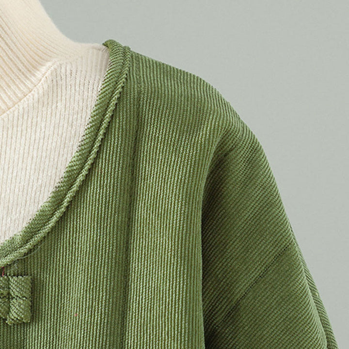 Veste à manches longues en coton pour femme, Buddha Stones, simple et unie, à boutons grenouille - image 12