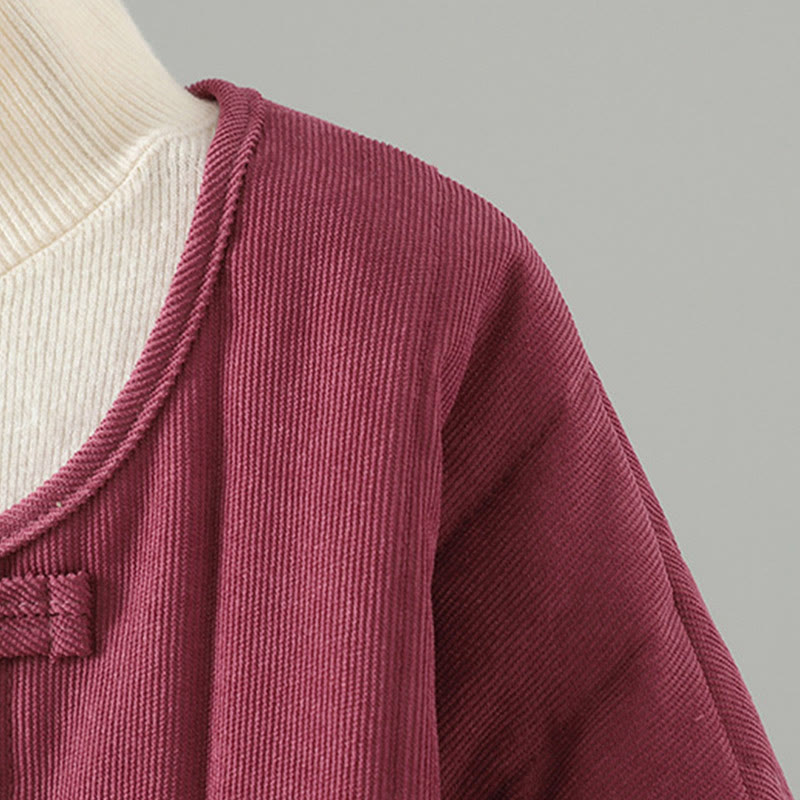 Veste à manches longues en coton pour femme, Buddha Stones, simple et unie, à boutons grenouille - image 16