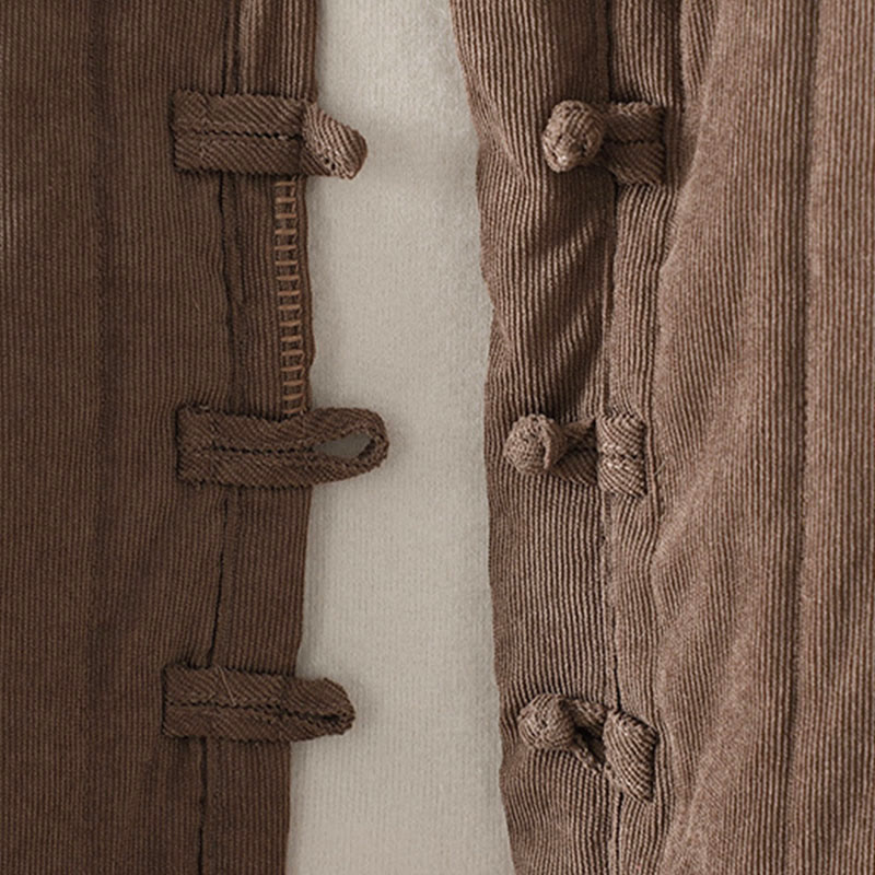 Veste à manches longues en coton pour femme, Buddha Stones, simple et unie, à boutons grenouille - image 4