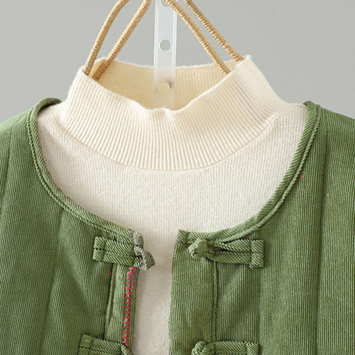 Veste à manches longues en coton pour femme, Buddha Stones, simple et unie, à boutons grenouille - image 11