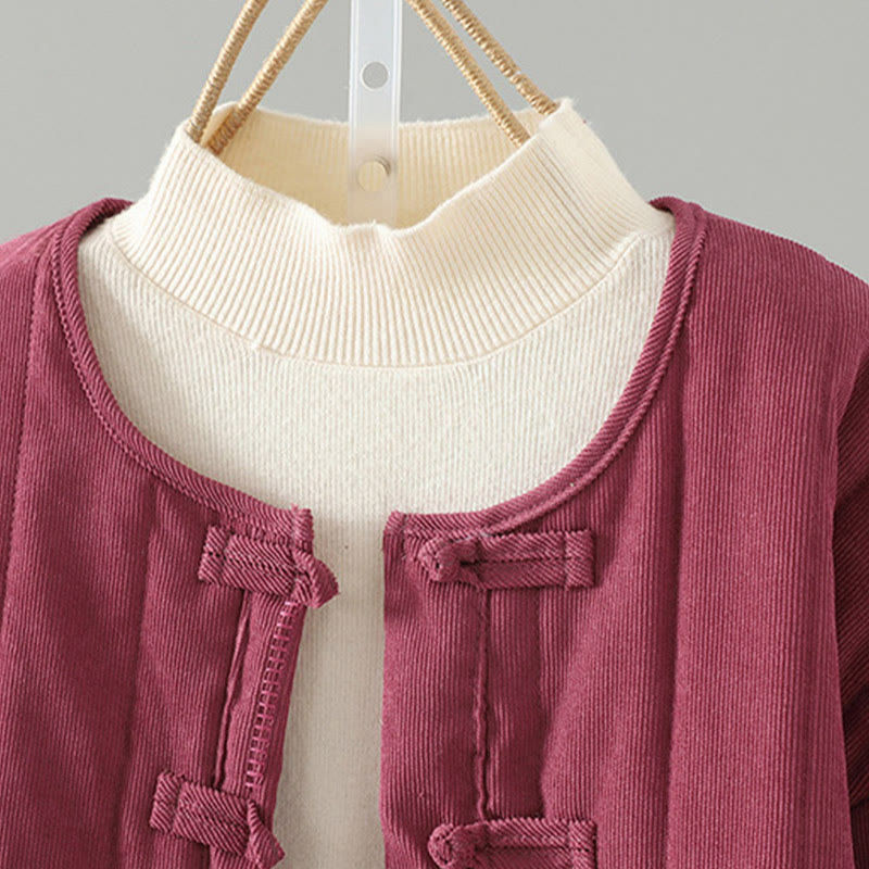 Veste à manches longues en coton pour femme, Buddha Stones, simple et unie, à boutons grenouille - image 17