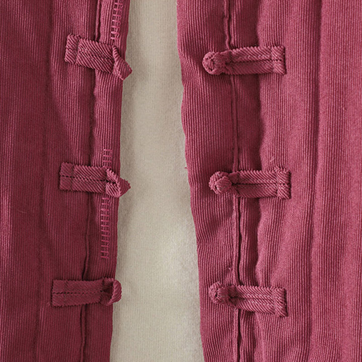 Veste à manches longues en coton pour femme, Buddha Stones, simple et unie, à boutons grenouille - image 18