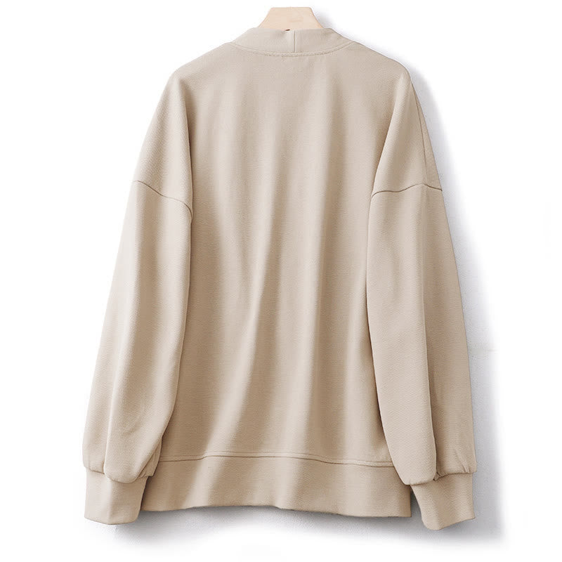 Veste à manches longues en coton pour femme avec boutons simples et Buddha Stones - image 1