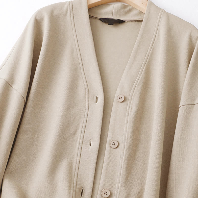 Veste à manches longues en coton pour femme avec boutons simples et Buddha Stones - image 7