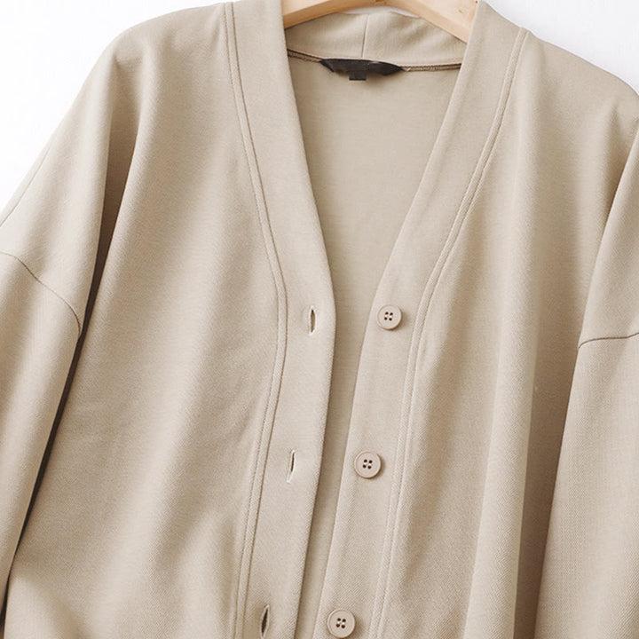 Veste à manches longues en coton pour femme avec boutons simples et Buddha Stones - image 7