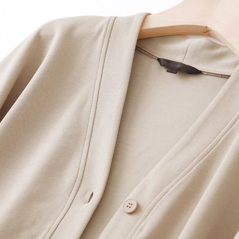 Veste à manches longues en coton pour femme avec boutons simples et Buddha Stones - image 8