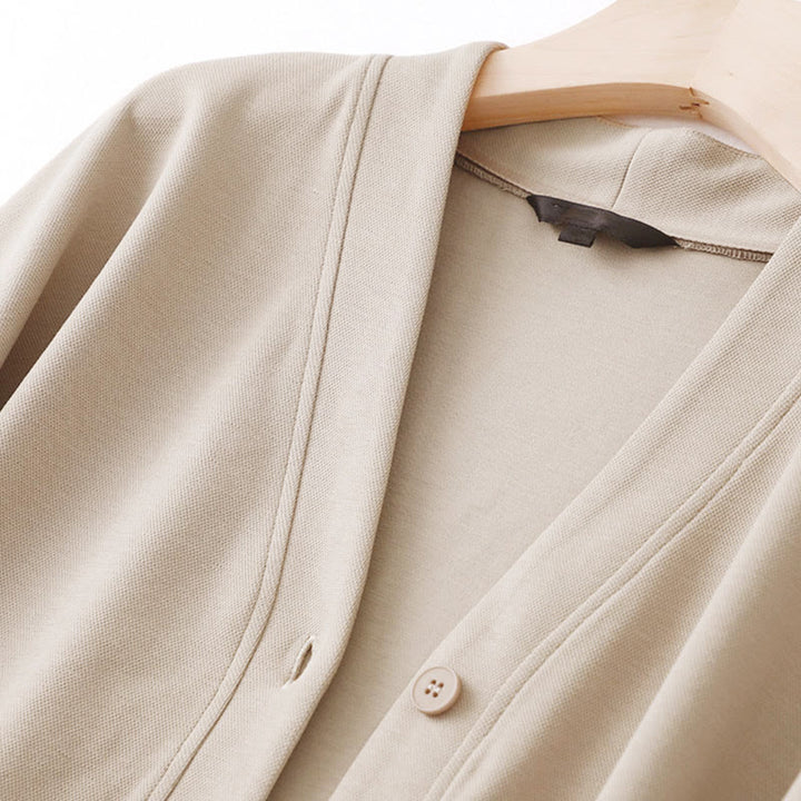 Veste à manches longues en coton pour femme avec boutons simples et Buddha Stones - image 8