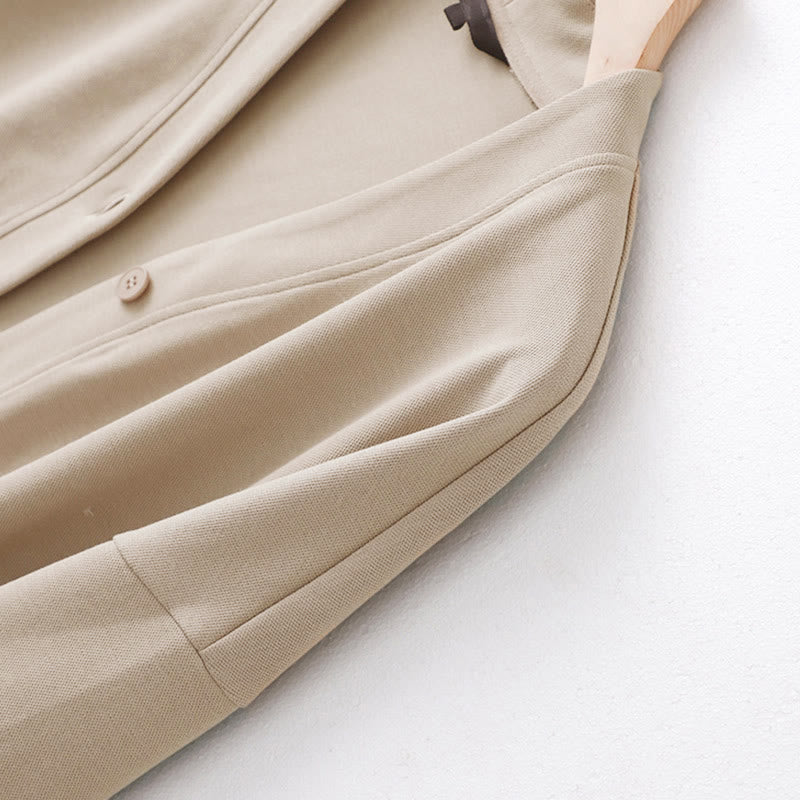 Veste à manches longues en coton pour femme avec boutons simples et Buddha Stones - image 3