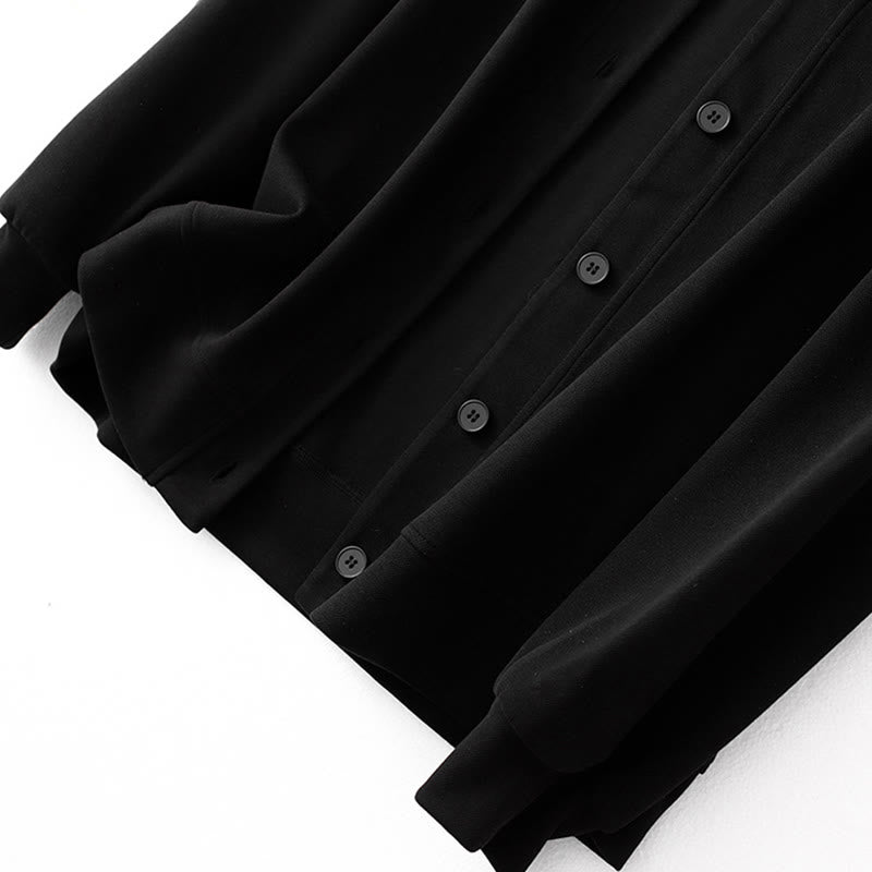 Veste à manches longues en coton pour femme avec boutons simples et Buddha Stones - image 12