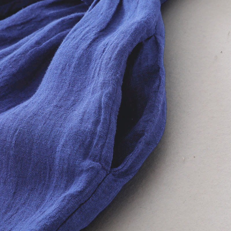 Robe midi en coton uni à manches longues et poches, Buddha Stones - image 7