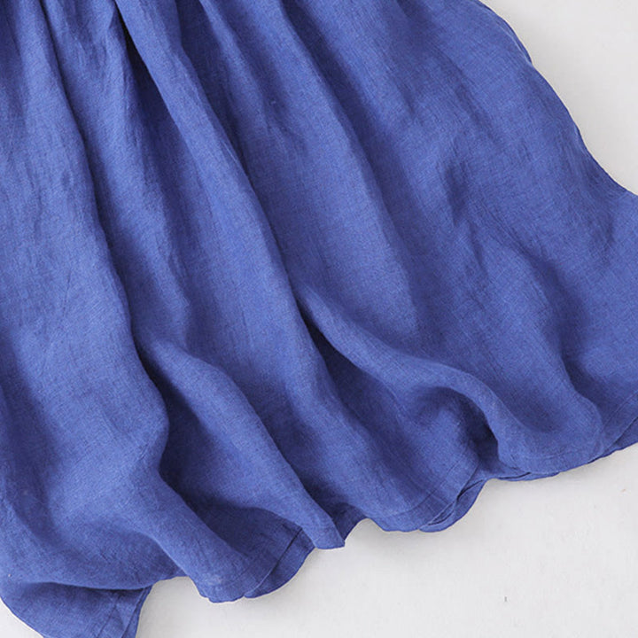 Robe midi en coton uni à manches longues et poches, Buddha Stones - image 8