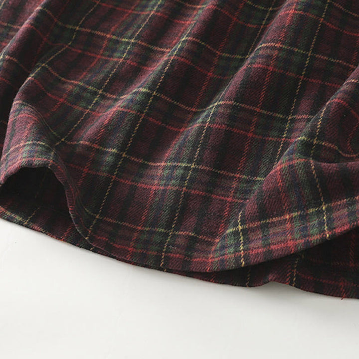 Jupe en coton à carreaux avec poches, collection printemps-automne Buddha Stones pour femme - image 5