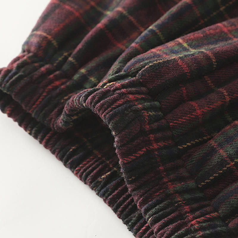 Jupe en coton à carreaux avec poches, collection printemps-automne Buddha Stones pour femme - image 4