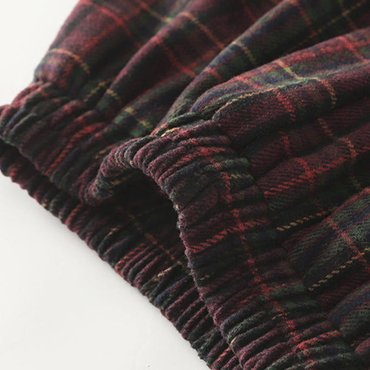 Jupe en coton à carreaux avec poches, collection printemps-automne Buddha Stones pour femme - image 4