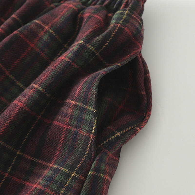 Jupe en coton à carreaux avec poches, collection printemps-automne Buddha Stones pour femme - image 6