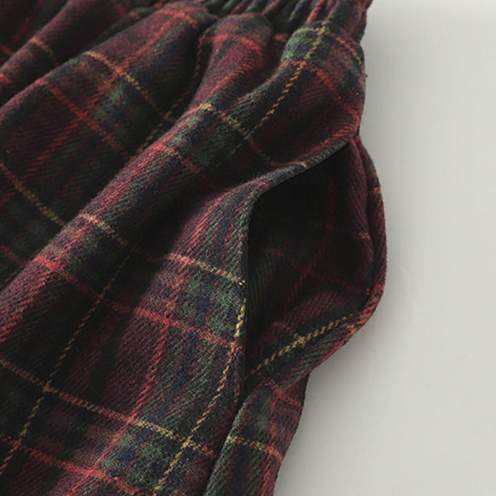 Jupe en coton à carreaux avec poches, collection printemps-automne Buddha Stones pour femme - image 6