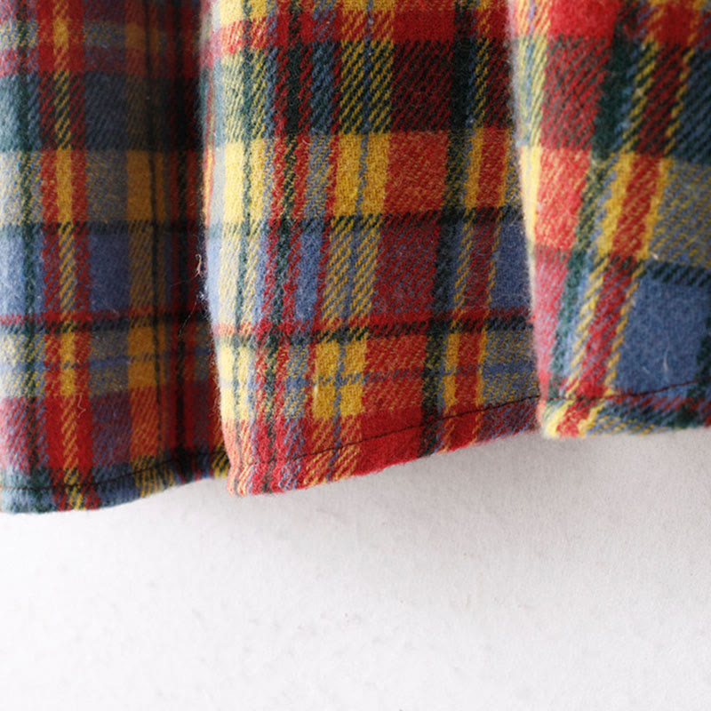 Jupe en coton à carreaux avec poches, collection automne-hiver Buddha Stones pour femme - image 4