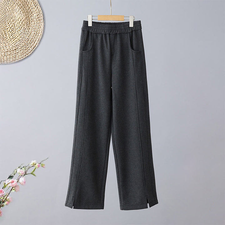 Buddha Stones Pantalon décontracté pour femme en coton épais uni à blocs de couleur, avec poches - Noir - US8-10，UK/AU12-14，EU40-42 (2XL) - image 5