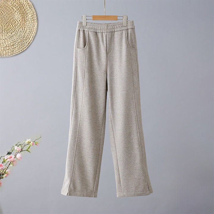 Buddha Stones Pantalon décontracté pour femme en coton épais uni à blocs de couleur, avec poches - Gris foncé - US8-10，UK/AU12-14，EU40-42 (2XL) - image 9