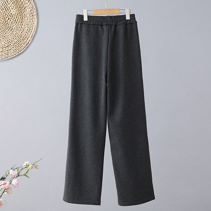Buddha Stones Pantalon décontracté pour femme en coton épais uni à blocs de couleur, avec poches - image 6