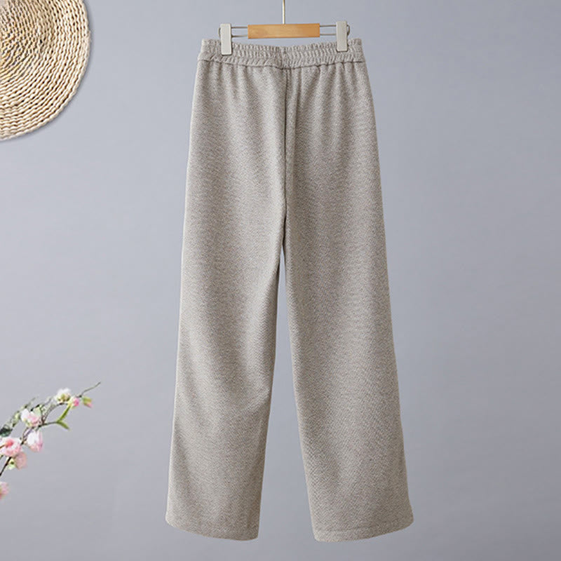 Buddha Stones Pantalon décontracté pour femme en coton épais uni à blocs de couleur, avec poches - image 10