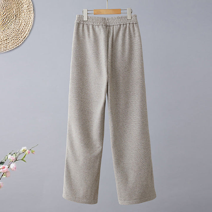 Buddha Stones Pantalon décontracté pour femme en coton épais uni à blocs de couleur, avec poches - image 10