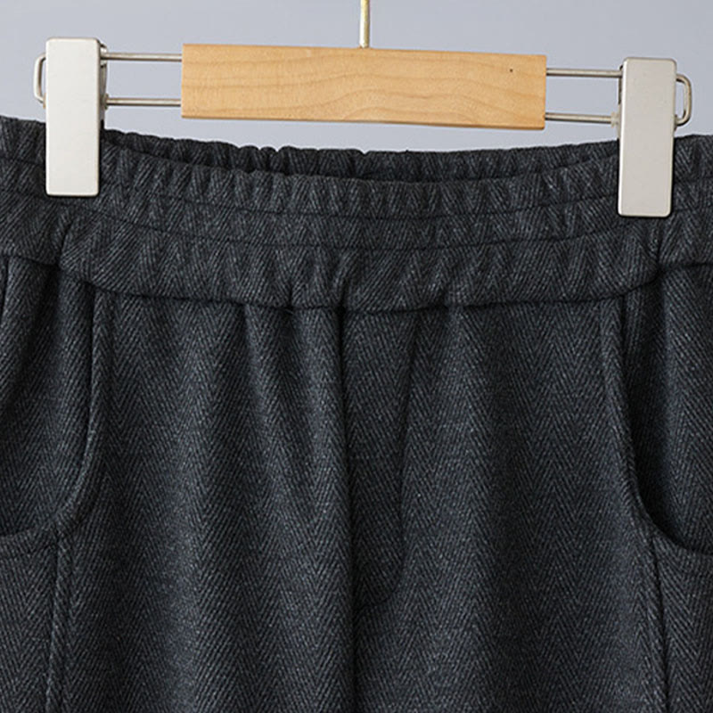 Buddha Stones Pantalon décontracté pour femme en coton épais uni à blocs de couleur, avec poches - image 7