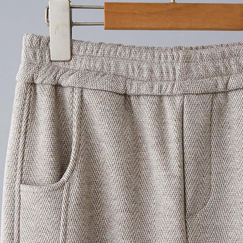 Buddha Stones Pantalon décontracté pour femme en coton épais uni à blocs de couleur, avec poches - image 11