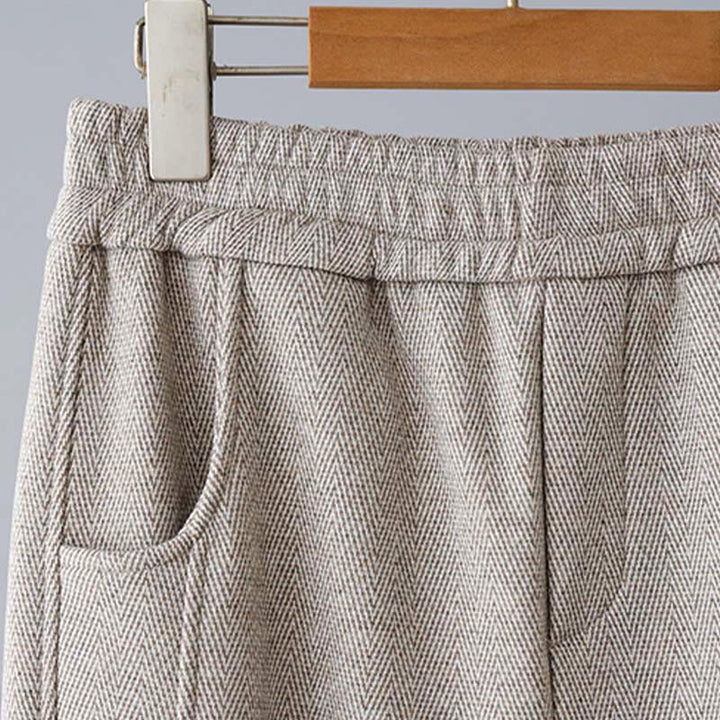 Buddha Stones Pantalon décontracté pour femme en coton épais uni à blocs de couleur, avec poches - image 11