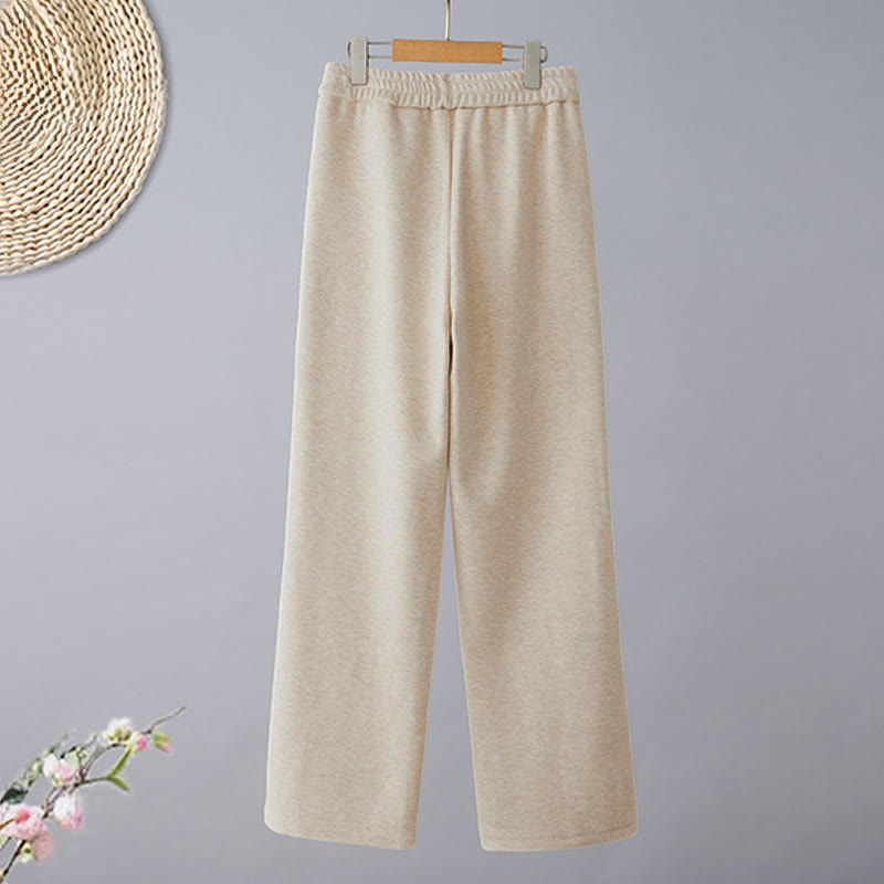 Buddha Stones Pantalon décontracté pour femme en coton épais uni à blocs de couleur, avec poches - image 2