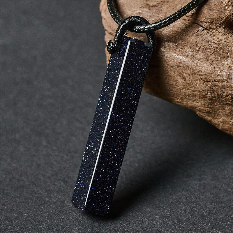 Collier pendentif de transformation en obsidienne noire et grès bleu, Buddha Stones - image 8