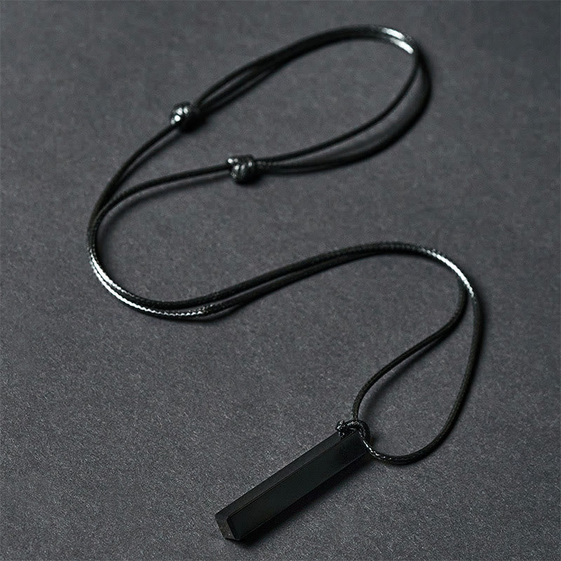 Collier pendentif de transformation en obsidienne noire et grès bleu, Buddha Stones - image 1