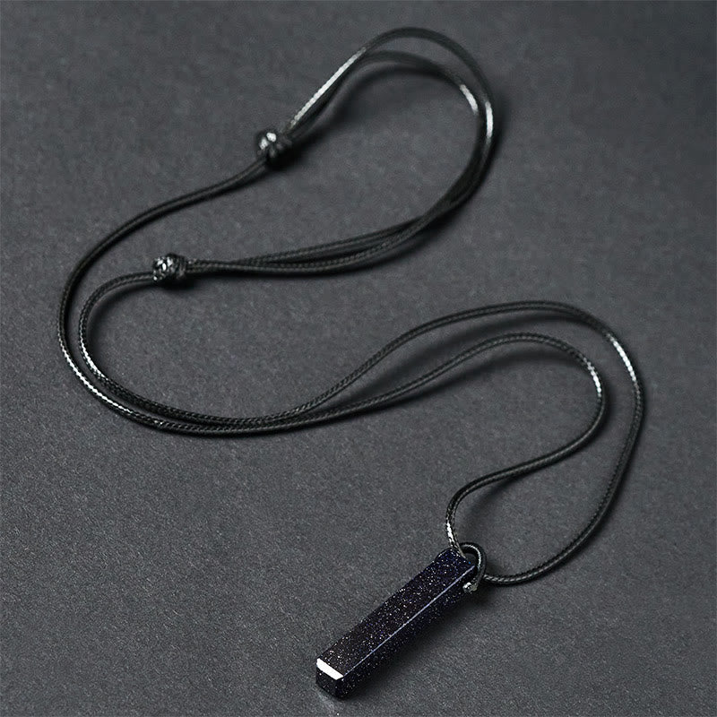 Collier pendentif de transformation en obsidienne noire et grès bleu, Buddha Stones - image 7